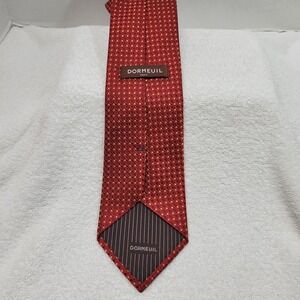 Dormeuil Paris Necktie Red/Yellow Geometric Pattern 100% Silk Made In France
